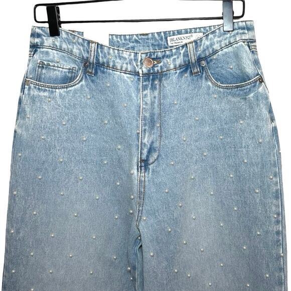 NWT BlankNYC Women’s Pearl Embellished Ribcage Wide Leg Jeans Size 28 - Picture 5 of 9